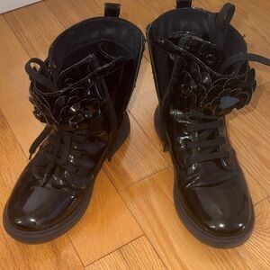 Geox Black Patent Kids Boots